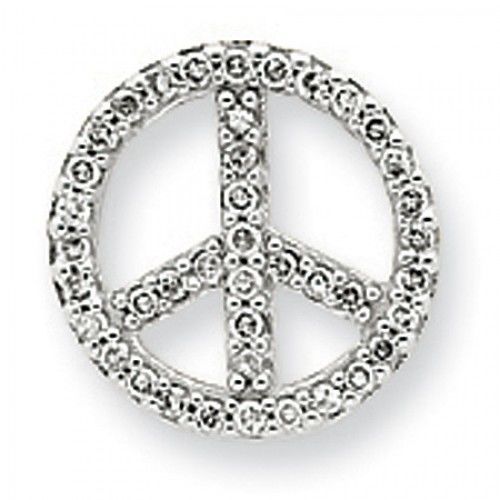 White Gold Diamond Peace Sign Slide