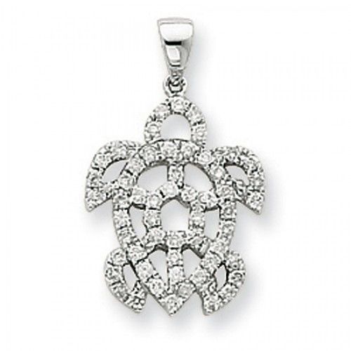 White Gold Diamond Turtle Pendant