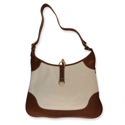 Canvas & Leather Hobo Handbag Jackie Kennedy Purse