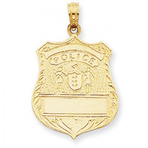 14k Yellow Gold Police Pendant Police Badge Shield