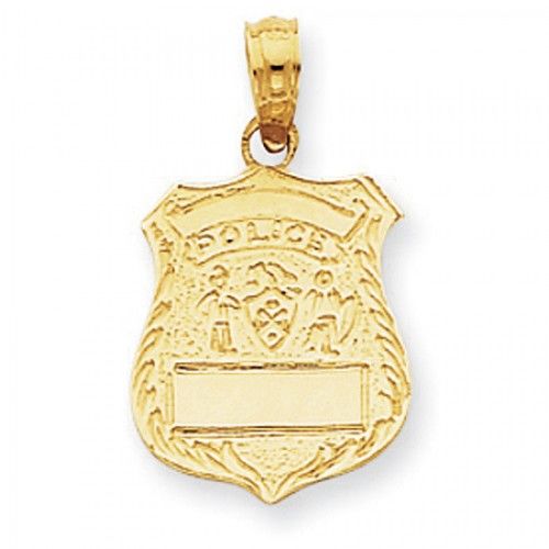 14k Yellow Gold Police Pendant Badge