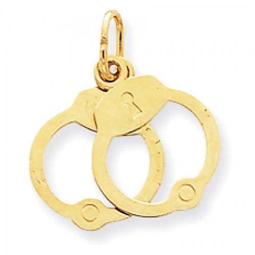 Handcuff Charm in Yellow Gold - 14kt - Mirror Polish - Lovable - Women