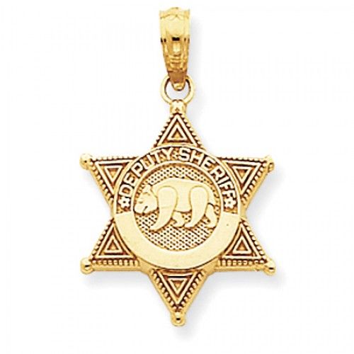 14k Yellow Gold Police Pendant Deputy Sheriff Star