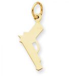 Pistol Charm in Yellow Gold - 14kt - Polished Finish - Pleasing - Women