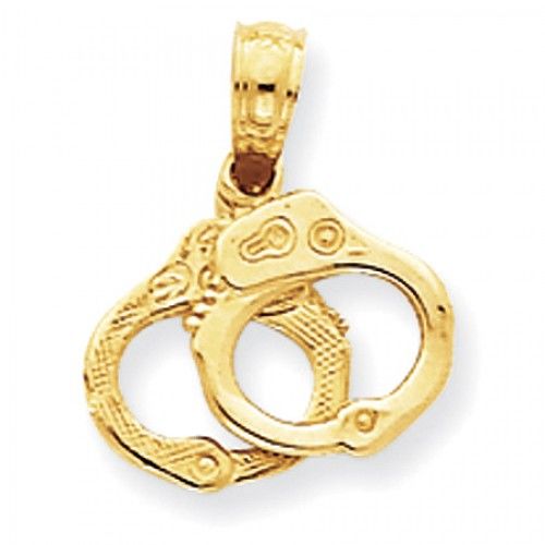 Handcuff Charm in 14kt Yellow Gold - Mirror Finish - Tasteful - Women