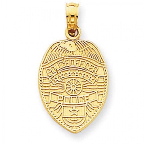 14k Yellow Gold Police Pendant - Police Officer Badge