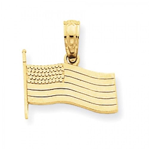 American Flag Charm in 14kt Yellow Gold - Mirror Polish - Classy - Women