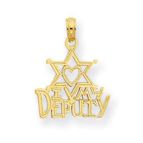 14k Yellow Gold Police Pendant - I Heart My Deputy