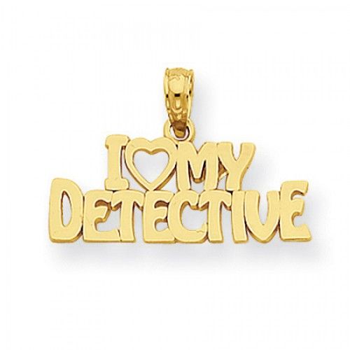 14k Yellow Gold Police Pendant - I Heart My Detective