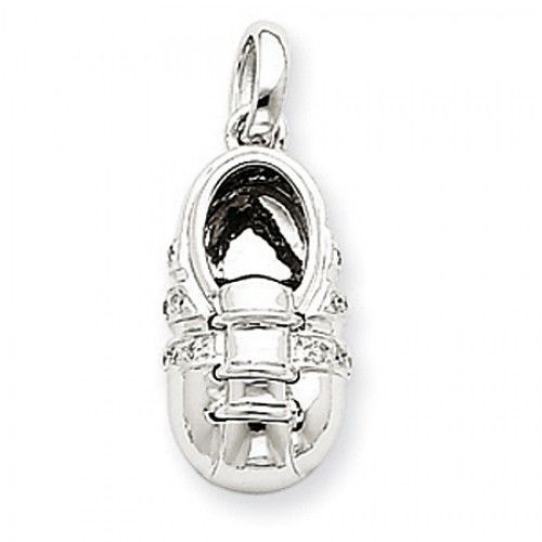 14k White Gold Baby Boy Shoe Diamond Pendant