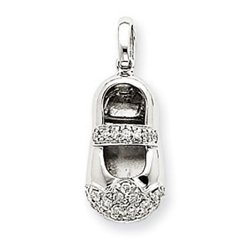 Diamond Baby Shoe Charm in 14kt White Gold - Round Shape - Captivating