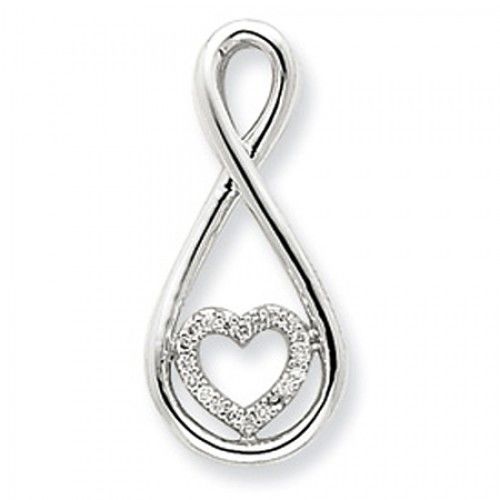 14k White Gold Heart Diamond Pendant