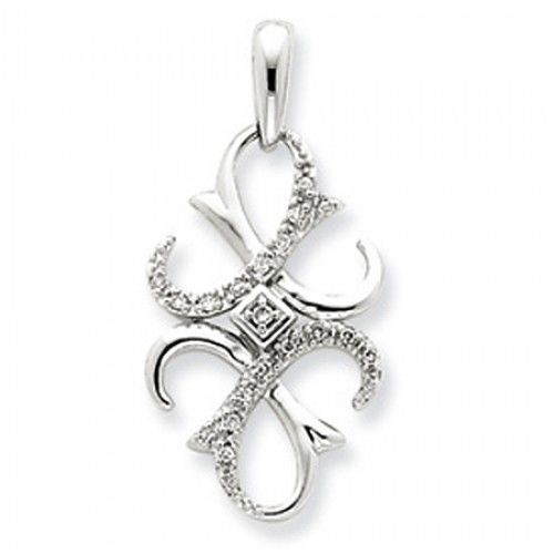 14k White Gold Ornate Diamond Pendant