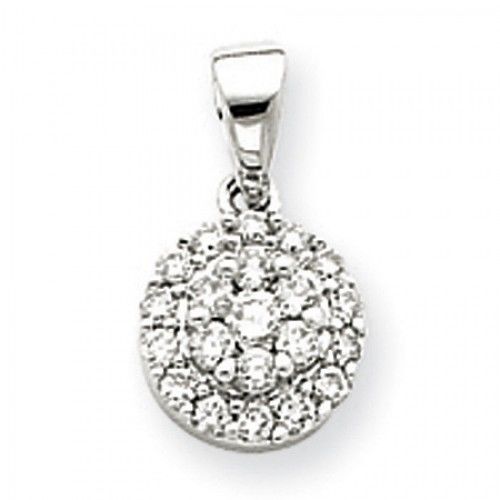 14k White Gold Circle Diamond Pendant