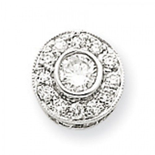 14k White Gold Round Diamond Pendant