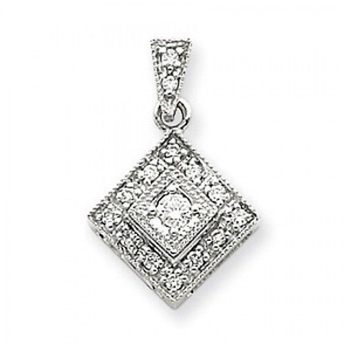 14k White Gold Vintage Diamond Shaped Diamond Pendant