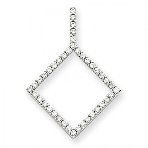 14k White Gold Diamond Shape Diamond Pendant