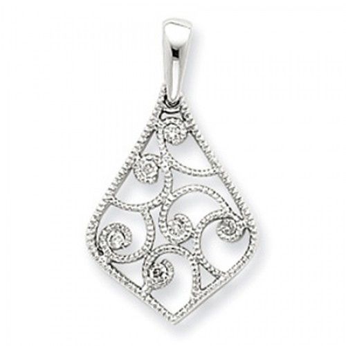 14k White Gold Vintage Diamond Pendant