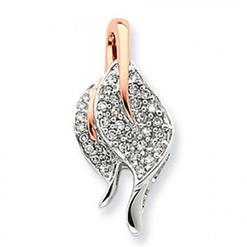 14k White Gold Two-Tone Drop Diamond Pendant