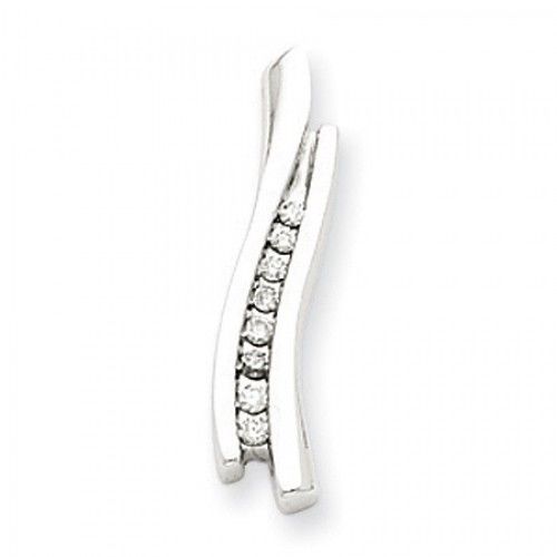 14k White Gold Ribbon Diamond Pendant