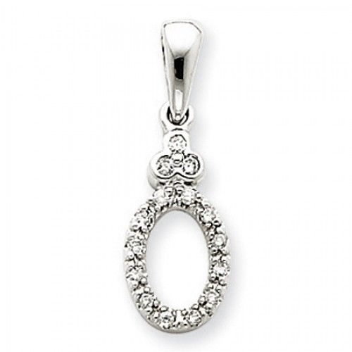 14k White Gold Vintage Drop Diamond Pendant