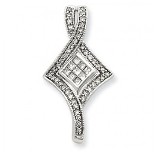 14k White Gold Princess Cut Diamond Pendant