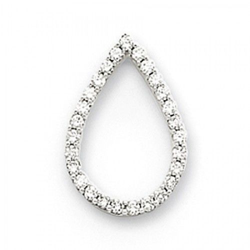 14k White Gold Raindrop Diamond Pendant