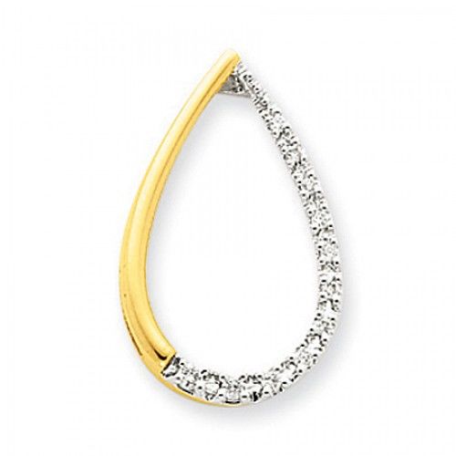 14k Yellow Gold Sparkling Raindrop Diamond Pendant