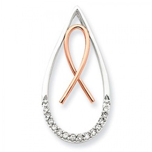 14k Rose Gold Ribbon Diamond Slide