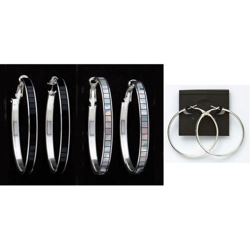 Hoop Earrings-Silver Plated Aurora Borealis Case Pack 12
