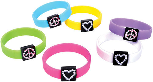 7.5"" Bling Icon Silicone Bracelet Case Pack 12