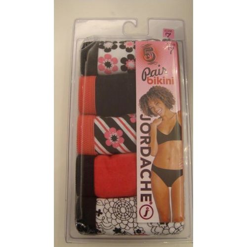 Jordache 5 Pair Box Bikini Panties Red/Black Case Pack 72