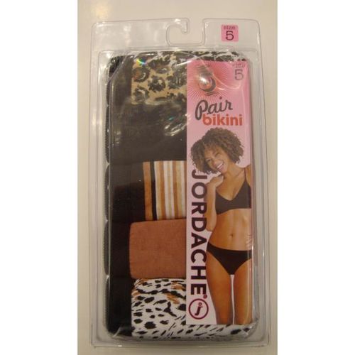 Jordache 5-Pair Box Bikini Panties Brown/Black Case Pack 72