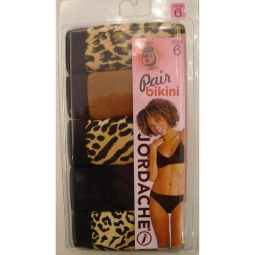 Jordache 5-Pair Box Bikini Panties Animal Print Case Pack 72