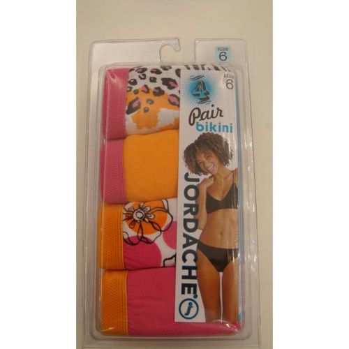 Jordache 4 Piece Bikini Panties Orange/Pink Case Pack 72