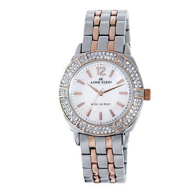AK Anne Klein 10-9601mprt Crystal Bezel Ladies Watch