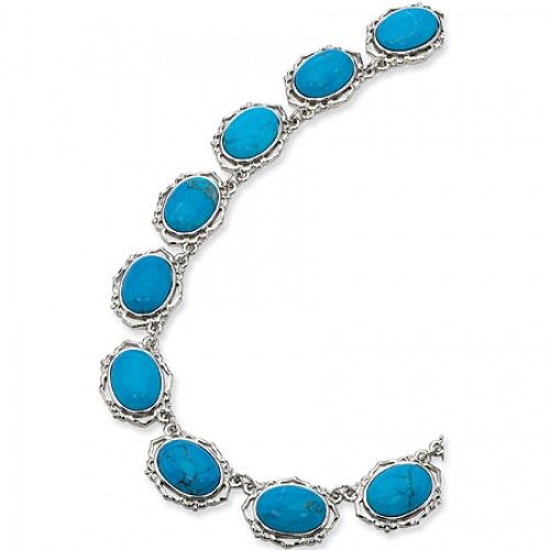 Howlite Necklace in Platinum Plated - Lobster Claw - Oval Shape - Delightful