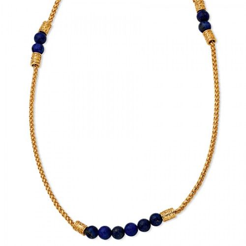 Lapis Lazuli Necklace in Gold Plated - Lobster Claw - Round Shape - Elegant
