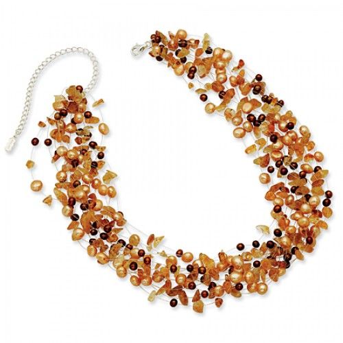 Smoky Quartz & Pearl in Plastic - Lobster Claw - Irregular - Exquisite - Women