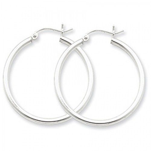 Round Earrings - Hoop in Sterling Silver - Notched Back - Women - Nice