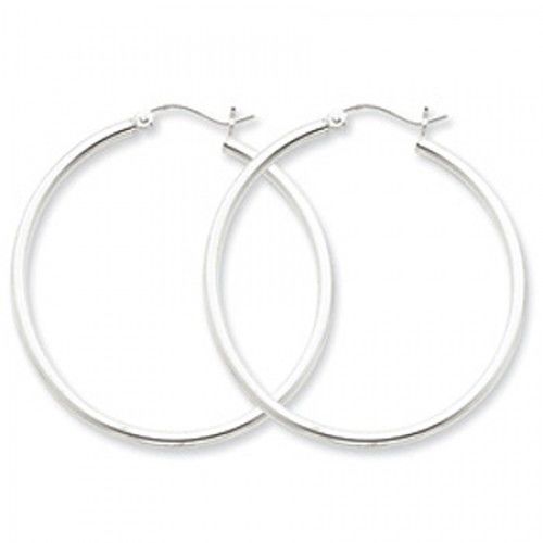Round Earrings - Hoop in Sterling Silver - Notched W/ Post - Women - Pretty