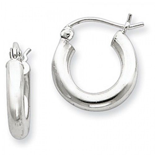 Round Earrings - Hoop in Sterling Silver - Hinge W/ Post - Women - Shapely
