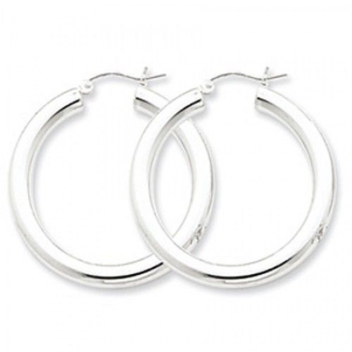 Round Earrings - Hoop in Sterling Silver - Post with Hinge - Women - Tantalizing