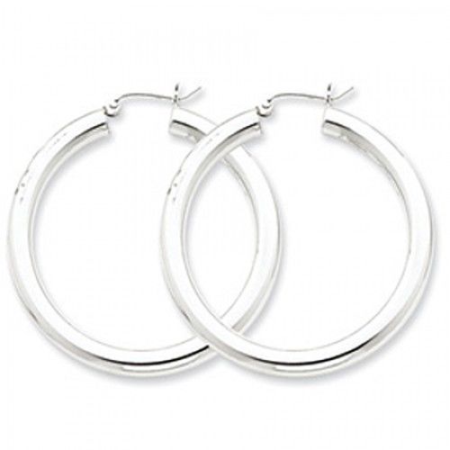 Round Earrings - Hoop in Sterling Silver - Notched Back - Women - Tempting