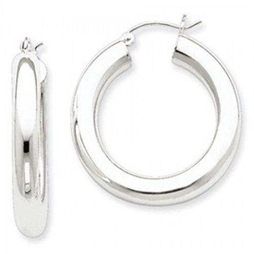 Sterling Silver Disk-Shape Designed Hoop Earrings Hinge W/ Notched Post - 5.00mm