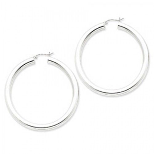 Round Earrings - Hoop in Sterling Silver - Post with Hinge - Women - Bright