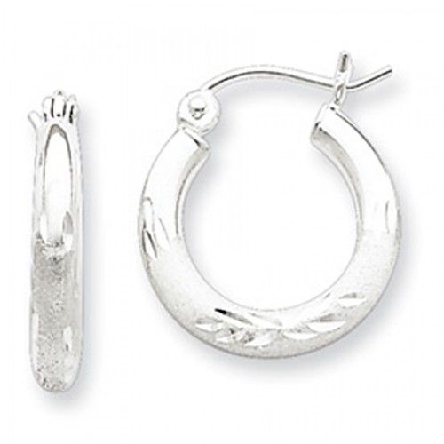 Round Earrings - Hoop in Sterling Silver - Notched Back - Women - Excellent