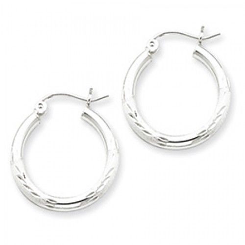 Round Earrings - Hoop in Sterling Silver - Notched W/ Post - Women - Remarkable
