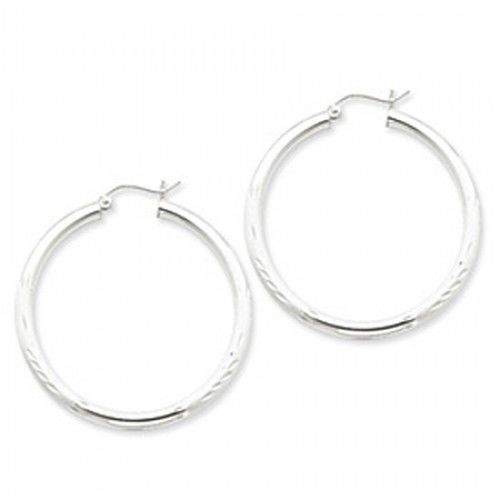 Round Earrings - Hoop in Sterling Silver - Hinge Back - Women - Outstanding