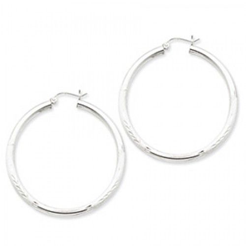 Round Earrings - Hoop in Sterling Silver - Notched with Hinge - Attractive